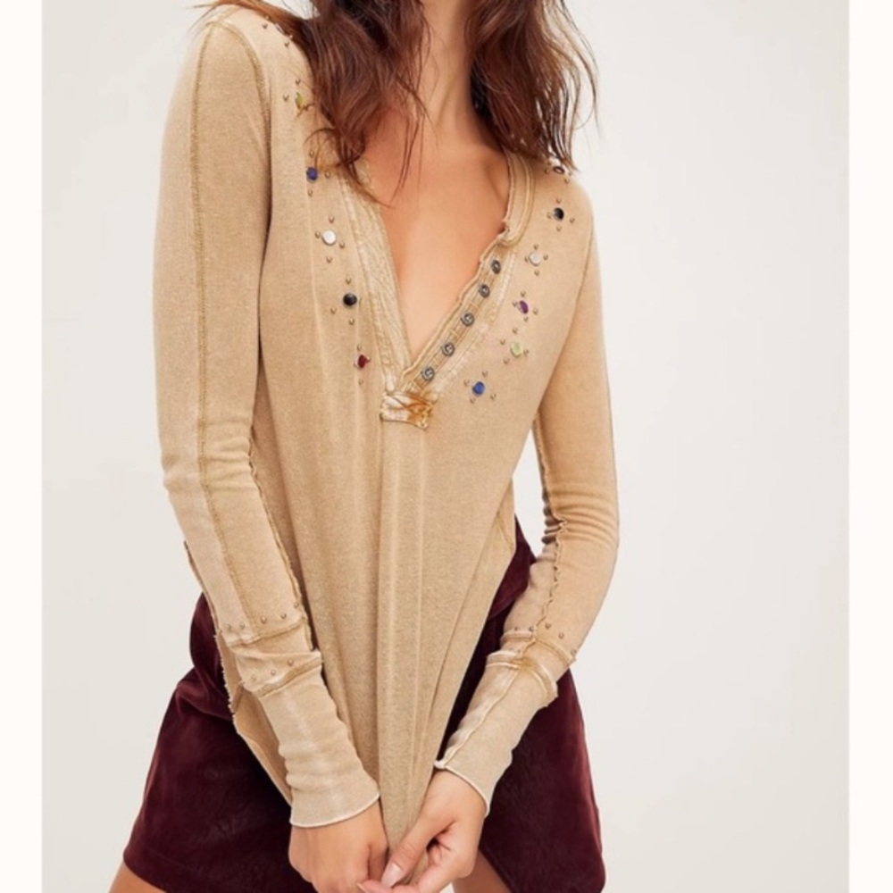 We the Free Wild Ride Henley color sage Size XS